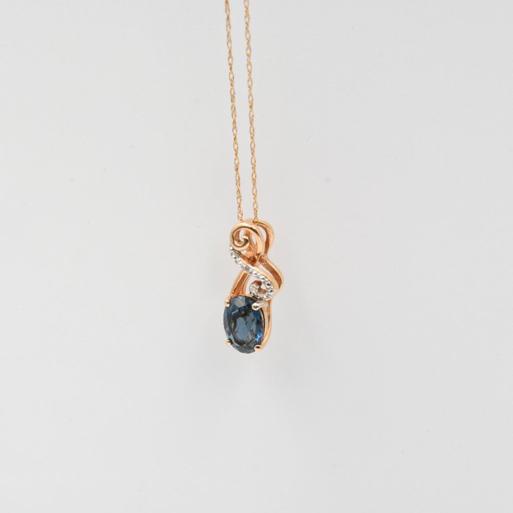 10K Blue Topaz Necklace in Rose Gold
